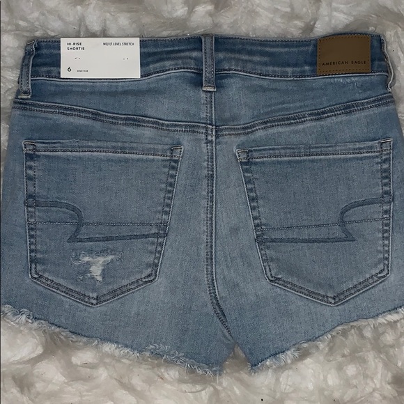 Hi-rise bluejean shorts with lace pockets AEO - Picture 4 of 4